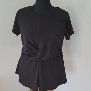 Eloquii 22 Black criss-cross waist peplum